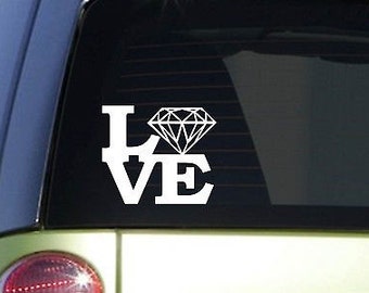 Diamond Love 6" Sticker *F124* Decal Wedding Bridal Bride Ring Engagement Rich
