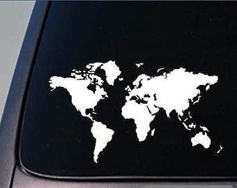 Global World Map Atlas Vinyl Art Decal Sticker 5.5"X9.5" *D744*