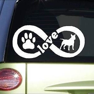 Bull Terrier Infinity Sticker *H414* 4 X 8.5  Inch Vinyl Dog Decal