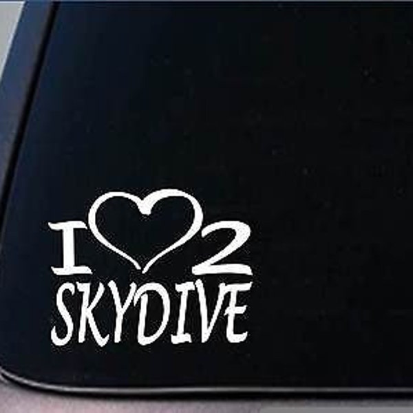 I Heart To Skydive Sticker *H220* 8 Inch Wide Vinyl Parachute Decal