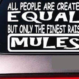 Mules All People Equal 6" Sticker *E480* Decal Vinyl Mule Draft Hinny Pull Cart