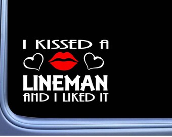 Lineman Kissed L955 8" bucket truck window decal sticker