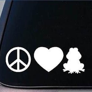 Peace Love Frog Sticker *H142* 8&quot; Vinyl Toad Gig