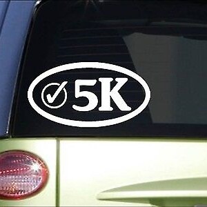 5K Check Oval *H970* 8&quot; Sticker Decal Run Shoes Running Shorts Marathon Bottle