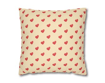 Valentine's Day Watercolor I Love You Faux Suede Pillowcase. Gift for Her, Hand Drawn Square Pillow Cover, Home Decor, Romantic Cushion