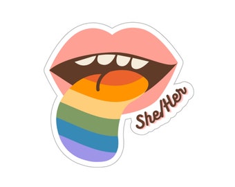Pronoun Sticker She/Her queer, waterproof, vinyl sticker, pride decal, rainbow sticker, gender identity, lbgtq rights,
