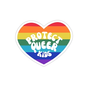 Adesivo de vinil em forma de coração para proteger crianças queer, queer, à prova d'água, adesivo de vinil, decalque de orgulho, adesivo de arco-íris, identidade de gênero, direitos LGBT,