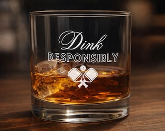 Dink Responsibly Pickleball Lover Rocks Glass Gift for Him