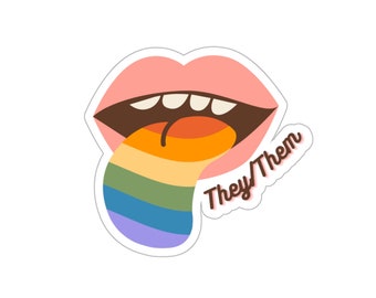 Gender Identity Pronoun LGBTQ Queer Rainbow Pride Waterproof Vinyl Decal Sticker They/Them