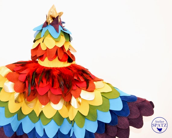 parrot kids costume rainbow bird cape bird of paradise etsy