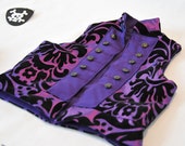 Girl's Pirate Costume, Pirate Princess Vest in sumptuous purple and black damask as part of pirate princess outfit