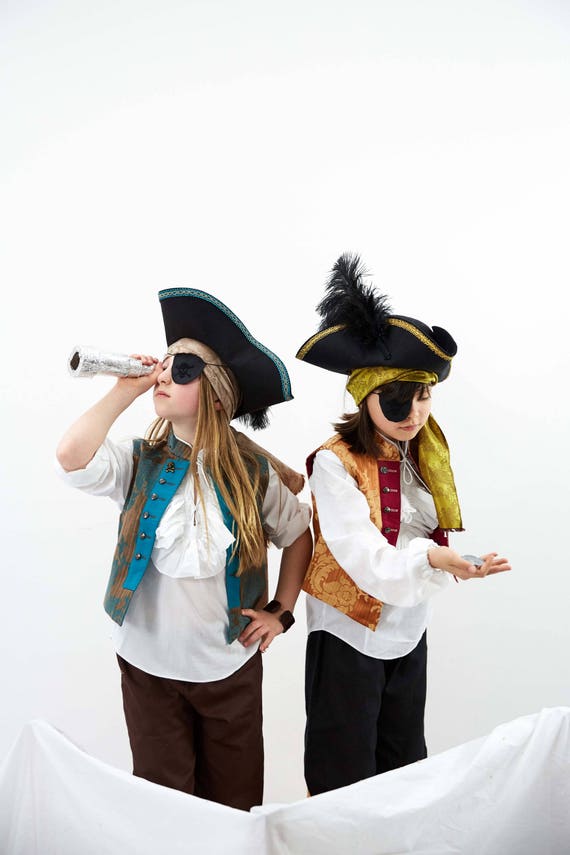Costume Black Hat gold trim and feather ~ NEW Pirate ~Buccaneer ~ Halloween