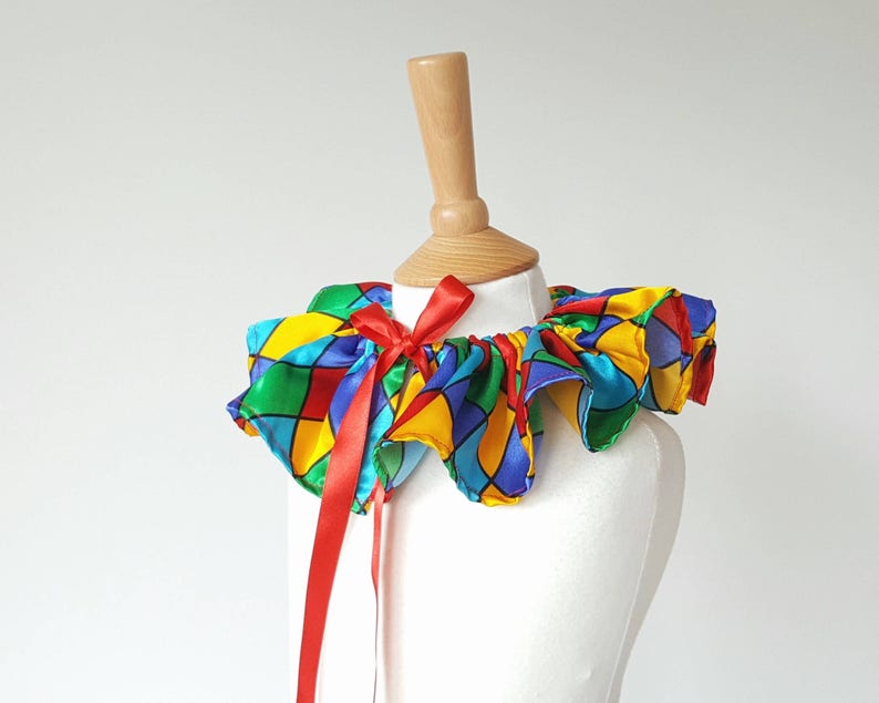 Colourful Clown Collar Multicolour Jester Collar Harlequin Etsy