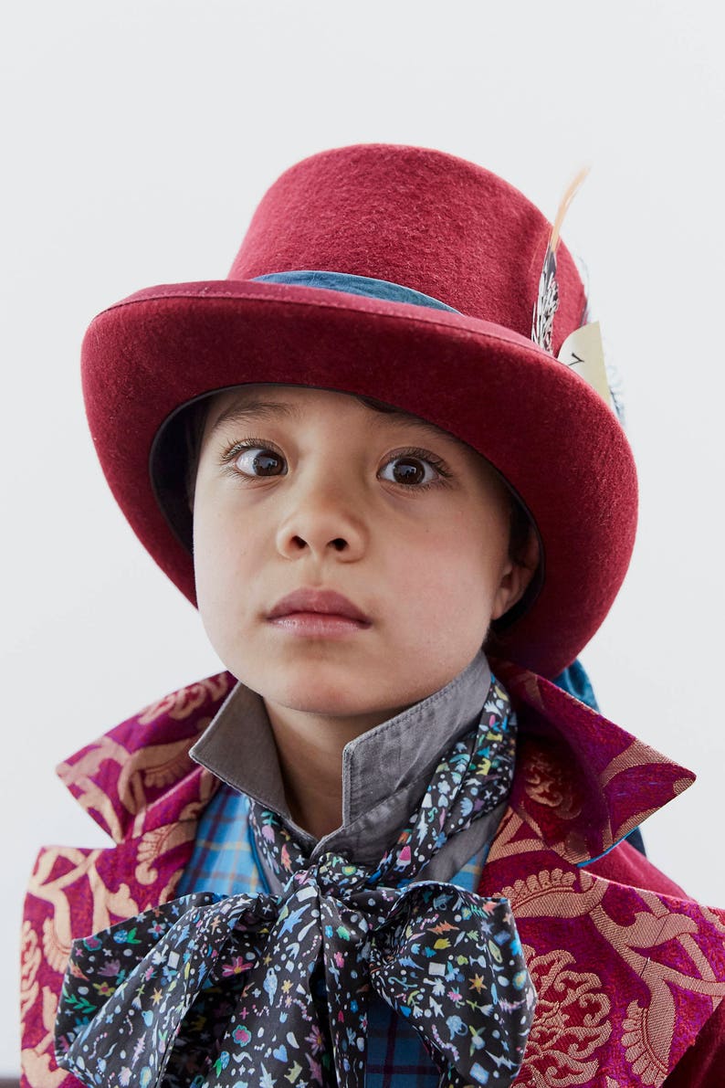Mad Hatter Top Hat Maroon Top Hat Kids Steampunk Hat Etsy