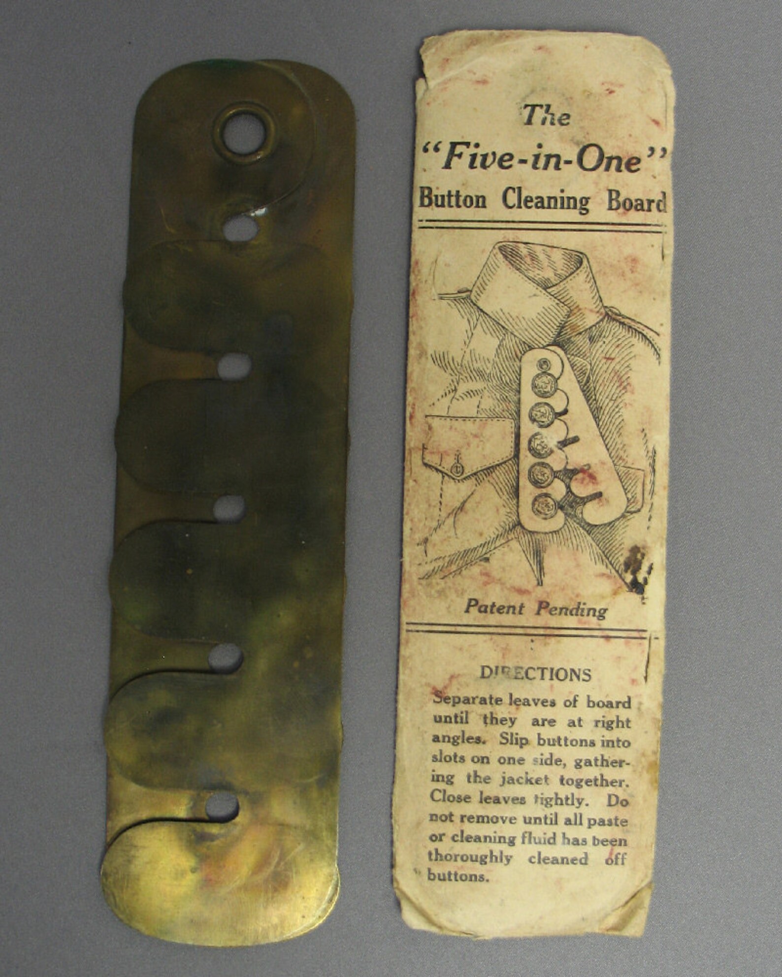 Antique Military Button Cleaning Board w/ Original Package by Etsy