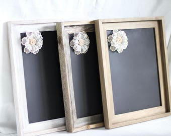 Magnetic Wood Frame Chalkboard - Barnwood - White Wash - Plain  11 x 14