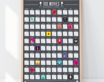 100 Movies Scratch Poster | Movie Lover Gift | Birthday Gift | 100 Movies to Watch | Son Husband Boyfriend Gift | Best Movies to Watch