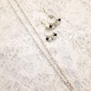 Simple Silver Chain Necklace and Earrings