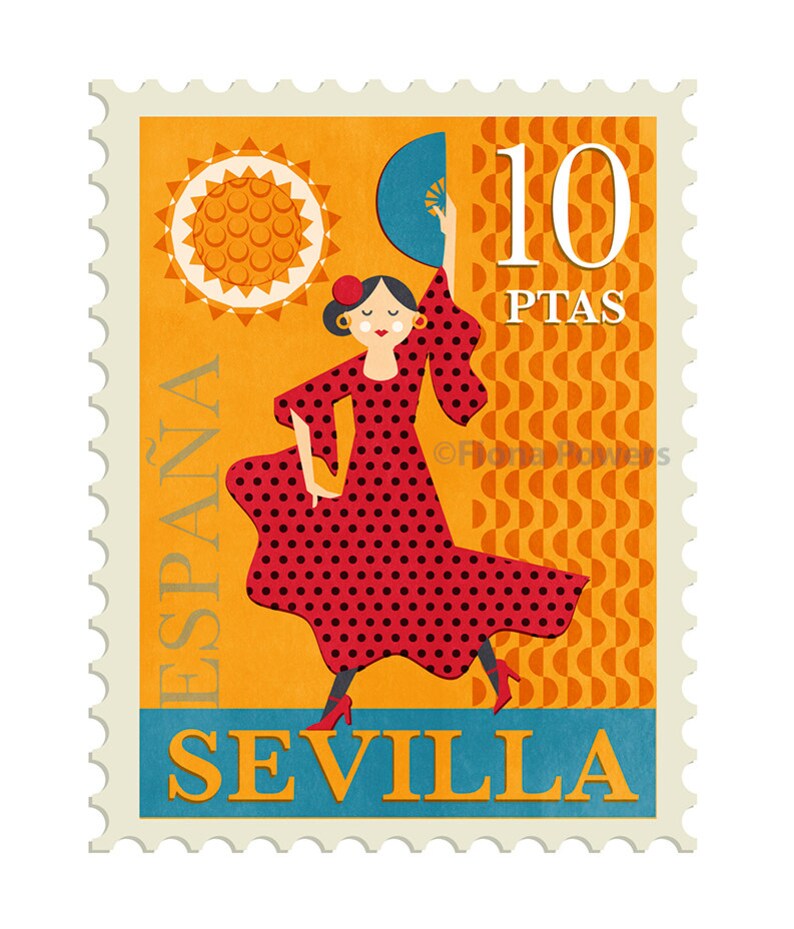 EN VENTE Timbre espagnol giclée print Etsy France