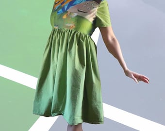 Monsters Inc University Babydoll Dress, Upcycled Pillowcase Dress