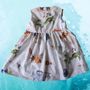 Finding Nemo Kids Dress, Girls Dress, Upcycled Sheet