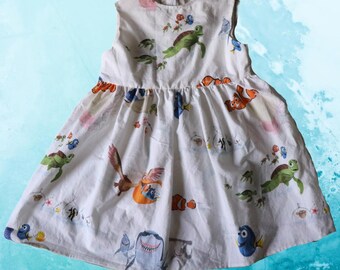 Finding Nemo Kids Dress, Girls Dress, Upcycled Sheet