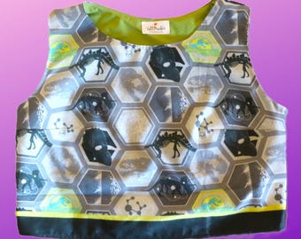 Boxy Jurassic World Crop Top Vintage Sheet Upcycle (Women's Medium)
