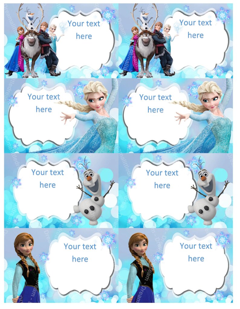 Disney Frozen Editable Label Etsy Israel