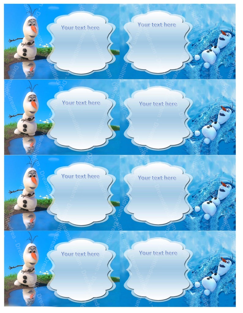 olaf in summer editable label etsy