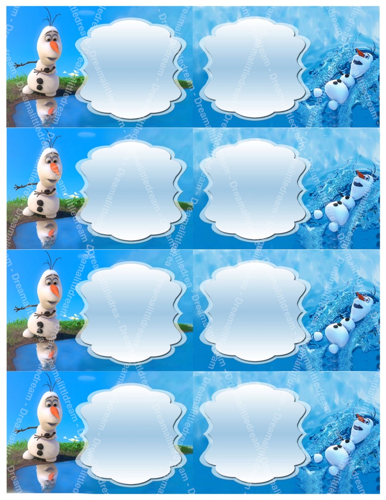 Olaf in Summer Editable Label - Etsy