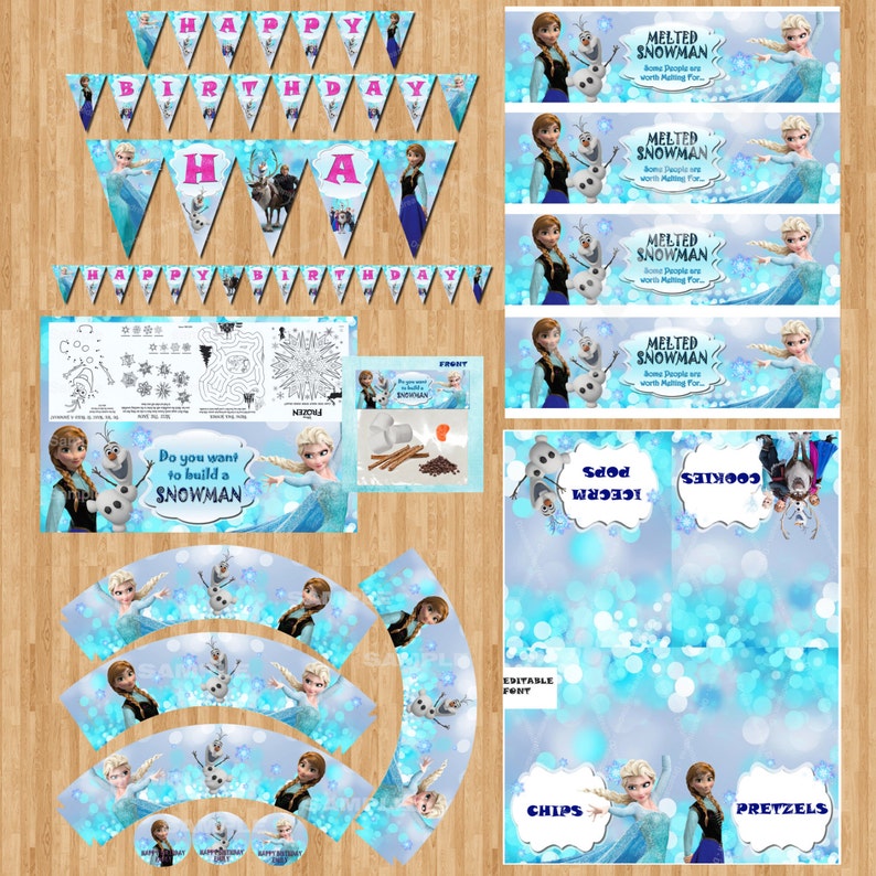 disney frozen birthday party printable set etsy india