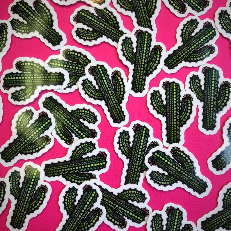 Mini Cactus Sticker WATERPROOF Etsy