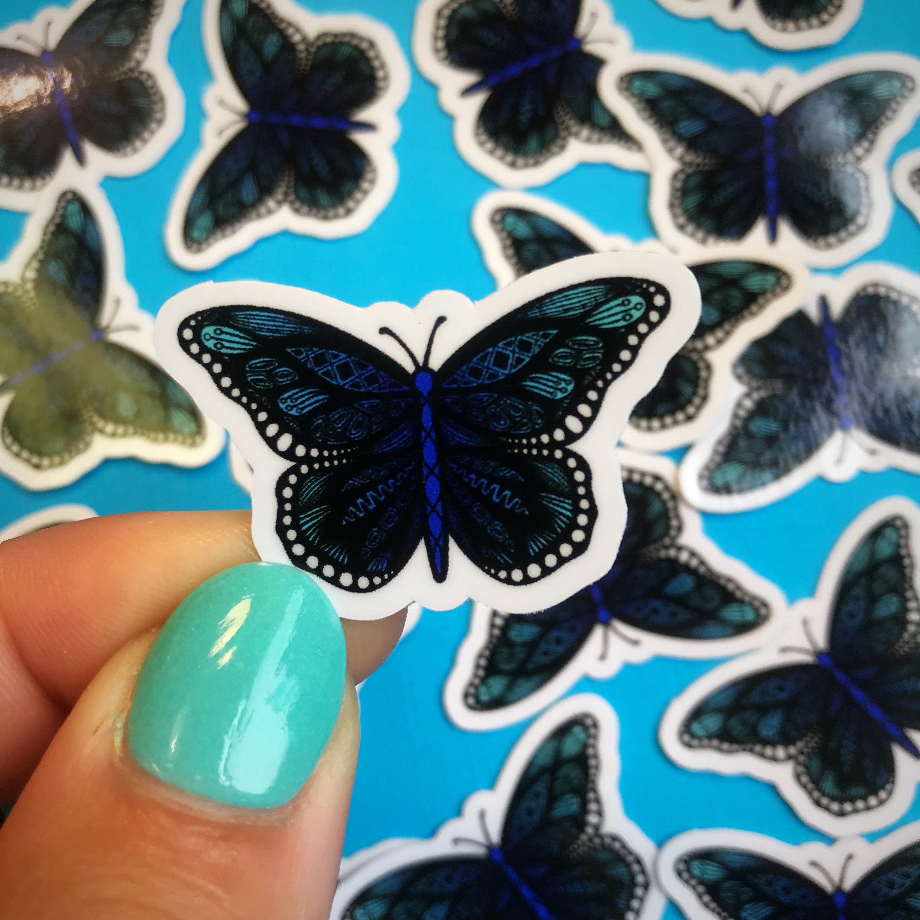 Mini Blue Butterfly Sticker (WATERPROOF)