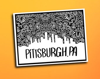 Pittsburgh, PA Skyline Sticker (WATERPROOF)