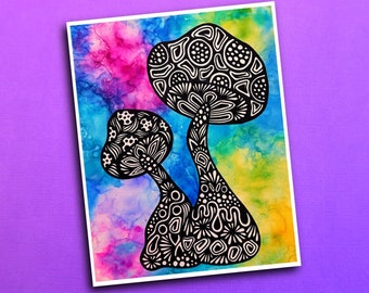 Alcohol Ink Mushroom Sticker (WATERPROOF)