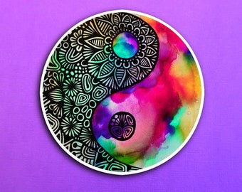 Alcohol Ink Yin Yang Sticker (WATERPROOF)