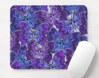 Purple Butterfly Mouse Pad