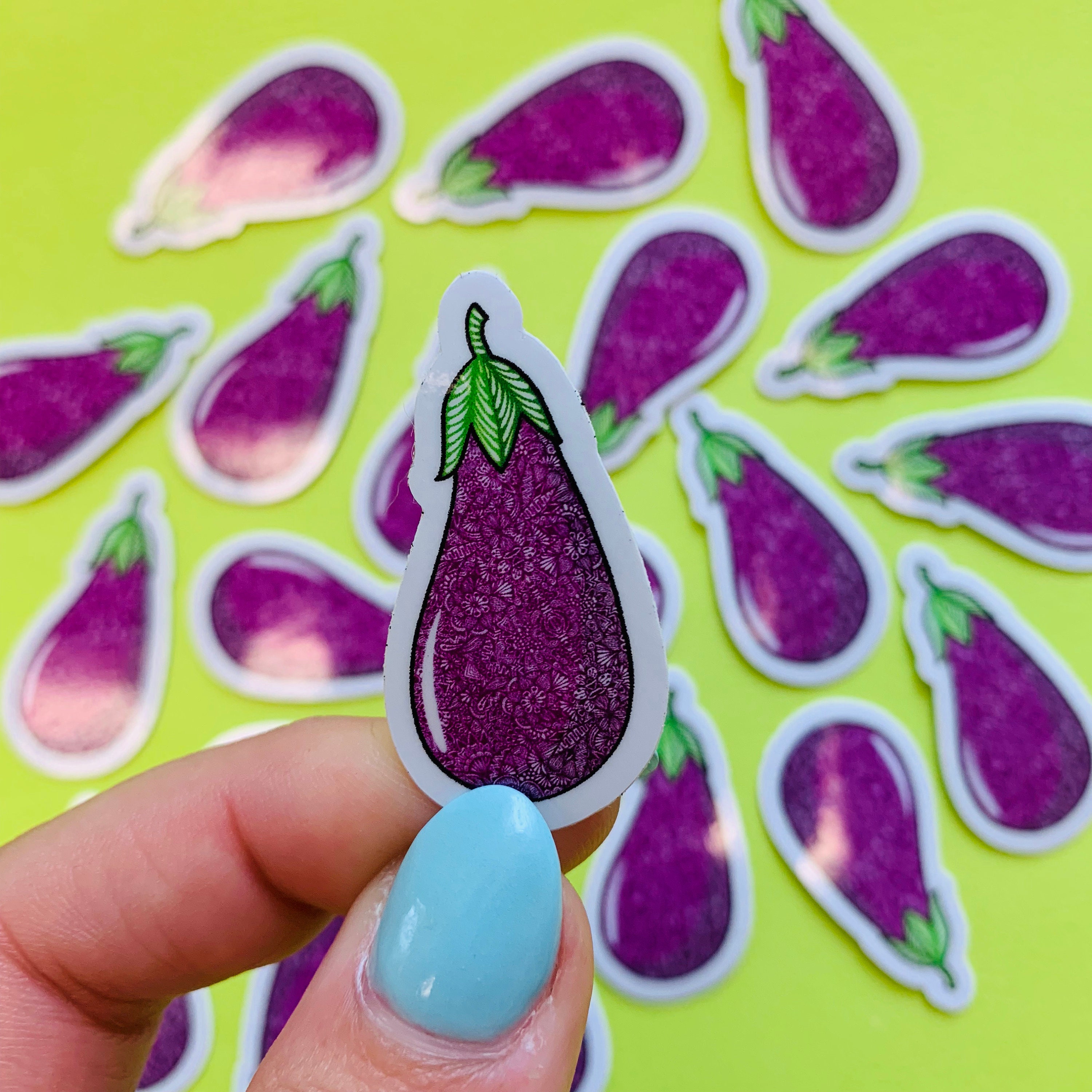 Mini Eggplant Sticker (WATERPROOF)