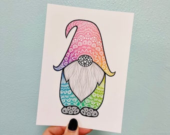 Rainbow Gnome Print