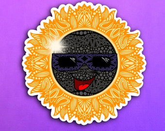 Total Solar Eclipse with Glasses Sticker (WATERPROOF)
