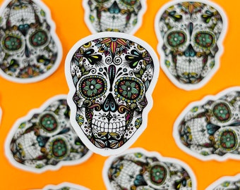 Mini Sugar Skull Sticker (WATERPROOF)