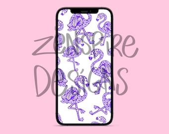 Purple Flamingos Phone Wallpaper