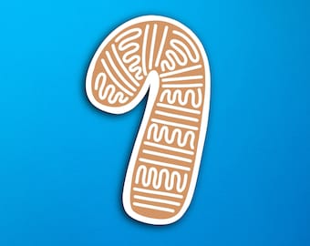 Gingerbread Candy Cane Cookie Sticker (WATERPROOF)