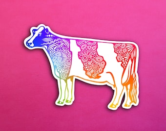 Rainbow Cow Sticker (WATERPROOF)