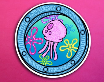 Jellyfish Porthole Sticker (WATERPROOF)