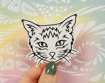Misprinted Bubs the Cat Simple Line Sticker (WATERPROOF)