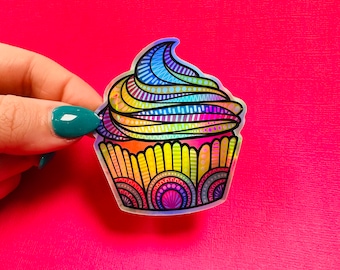 Holo Cupcake Sticker (WATERPROOF)
