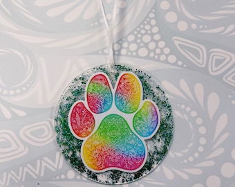 Rainbow Paw acrylic ornament!