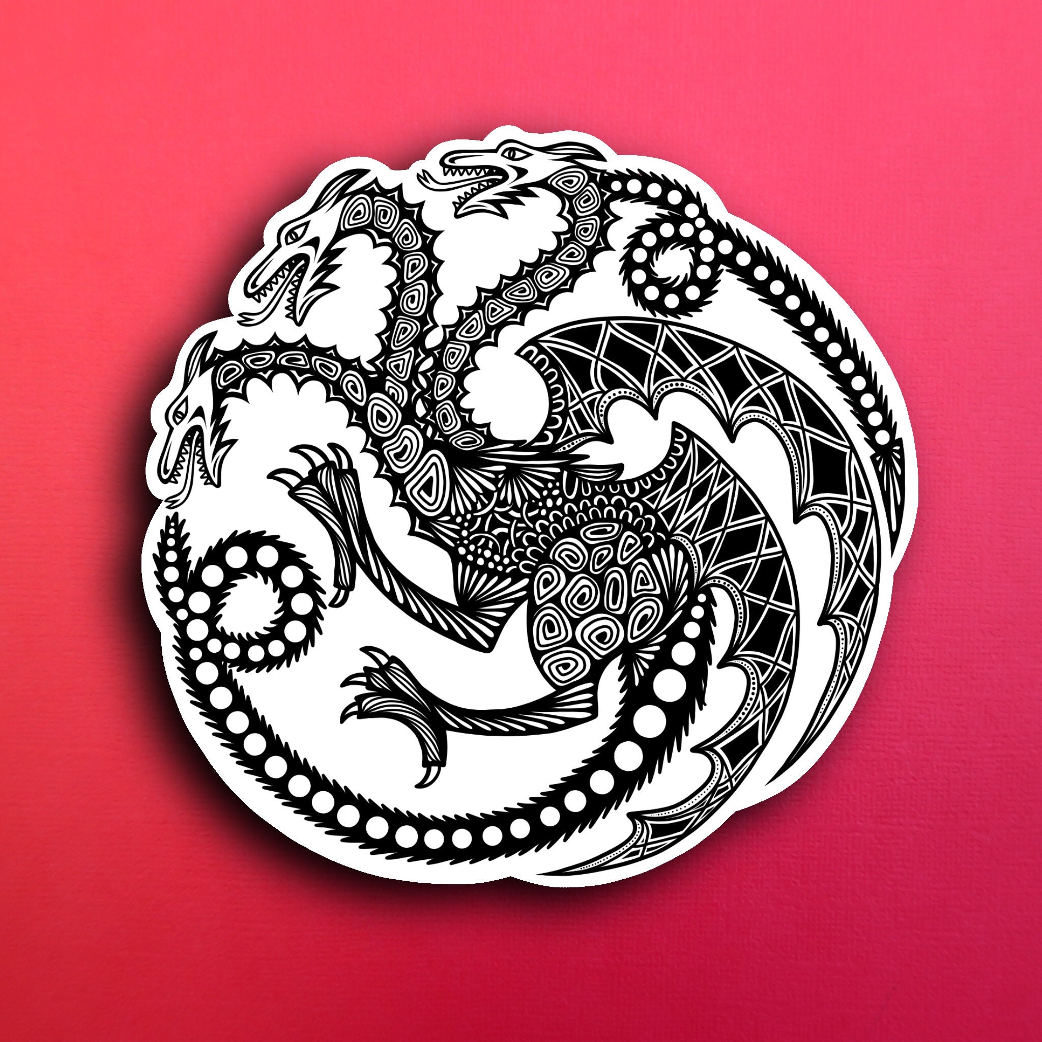 Buy Multi-headed Red Dragon Sigil Art Print Online in India - Etsy