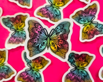 Mini Rainbow Butterfly Sticker (WATERPROOF)